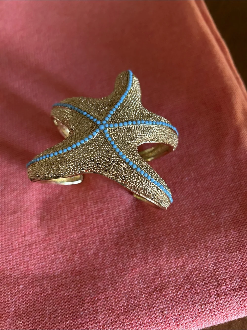 Lilly Pulitzer Gold Starfish Cuff with Light Blue Bead Accents